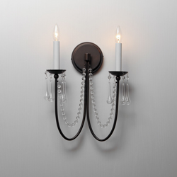 Plumette 2-Light Wall Sconce w Crystal