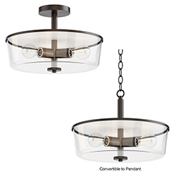 Fuller 3-Light Semi Flush/Pendant Convertible