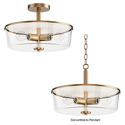 Fuller 3-Light Semi Flush/Pendant Convertible