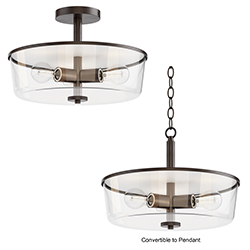 Fuller 3-Light Semi Flush/Pendant Convertible