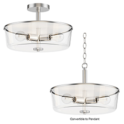 Fuller 3-Light Semi Flush/Pendant Convertible