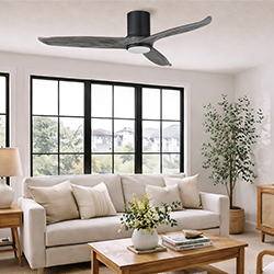 Woodwind 52" Solid Wood Blade Hugger Fan w LED